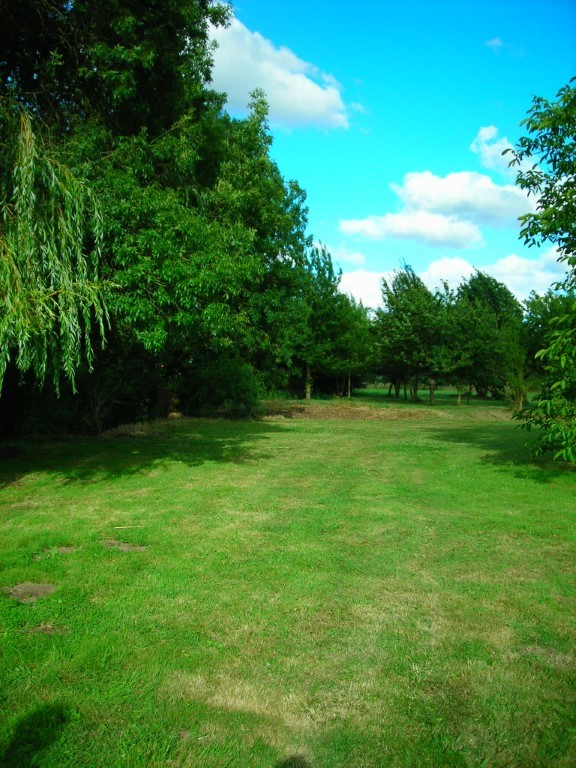 Riverside fields and walking paths beside the La Veuve at Moulin St Blaise, Sarthe