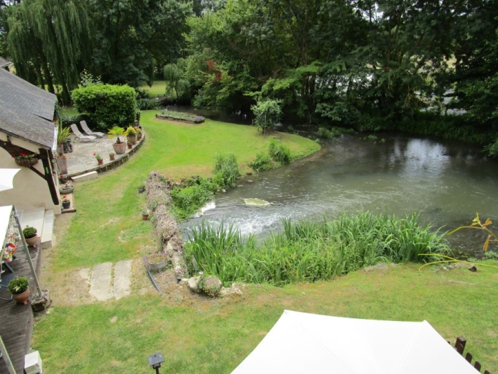 View over the La Veuve and mill grounds from Le Moulin St Blaise, Chahaignes, Sarthe